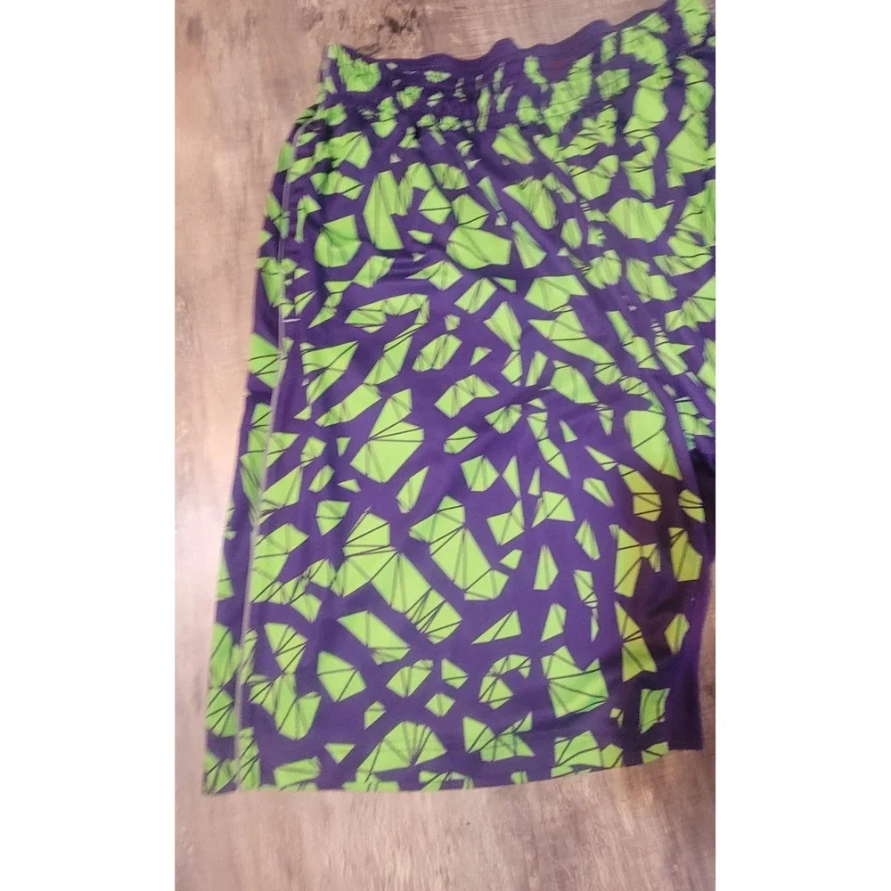 Nike Air Jordan Dri Fit Mens Large Geometric Purple Lime Green Basketball Shorts - Picture 3 of 12